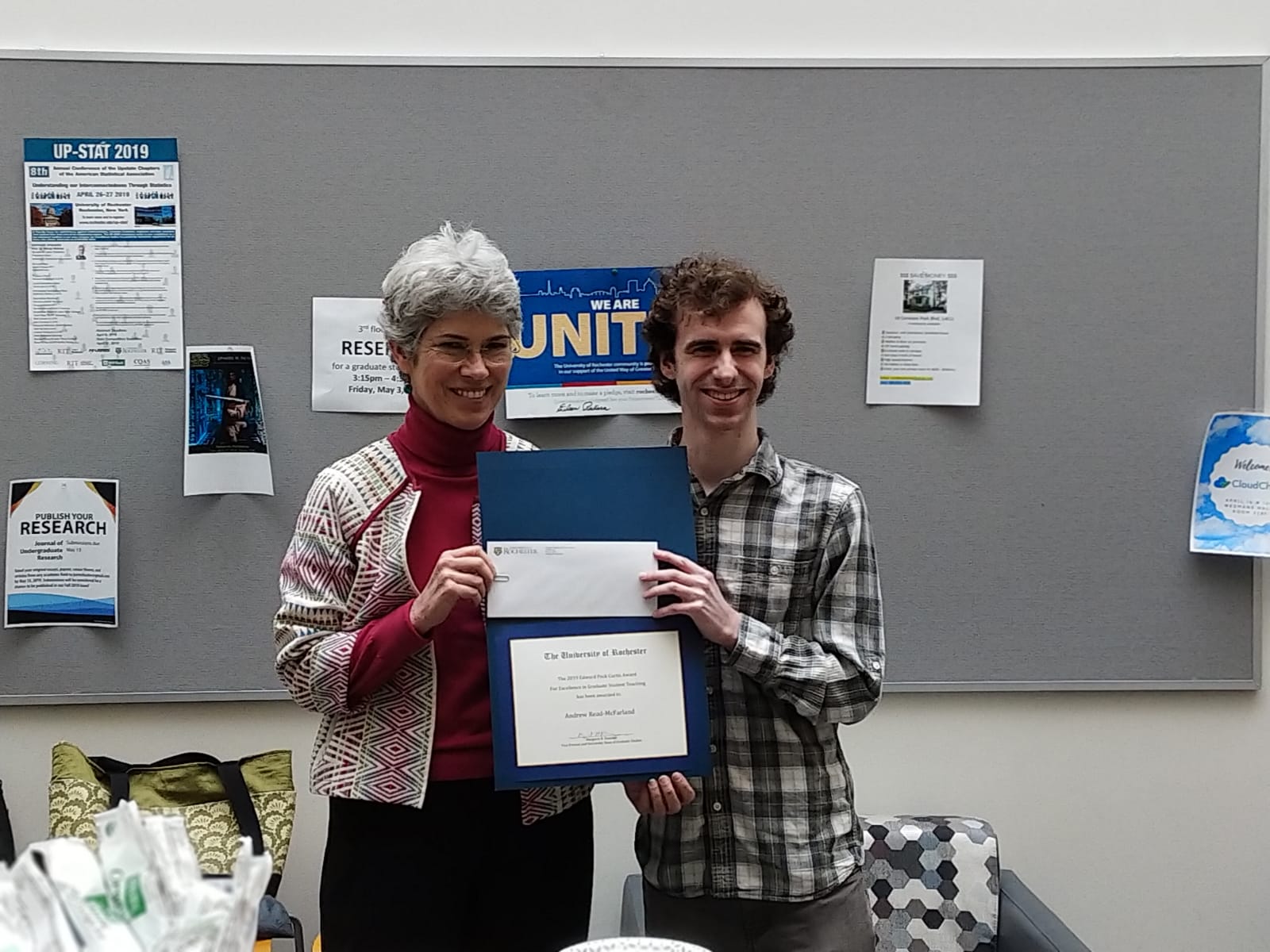 Photo of Dean Margaret Kearney and PhD student Andrew Read-McFarland