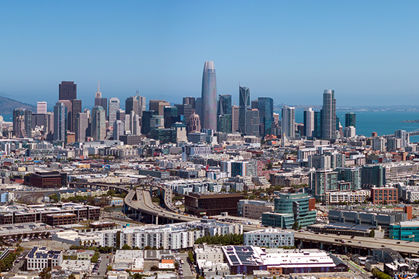 An aerial view of downtown San Francisco.