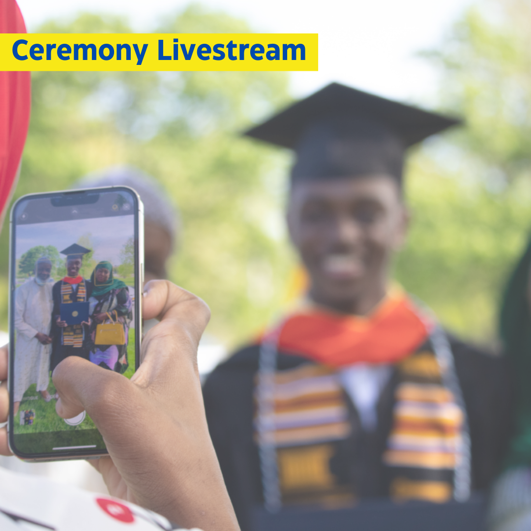 Undergrad photo shoot in gown (ceremony-livestream-link)