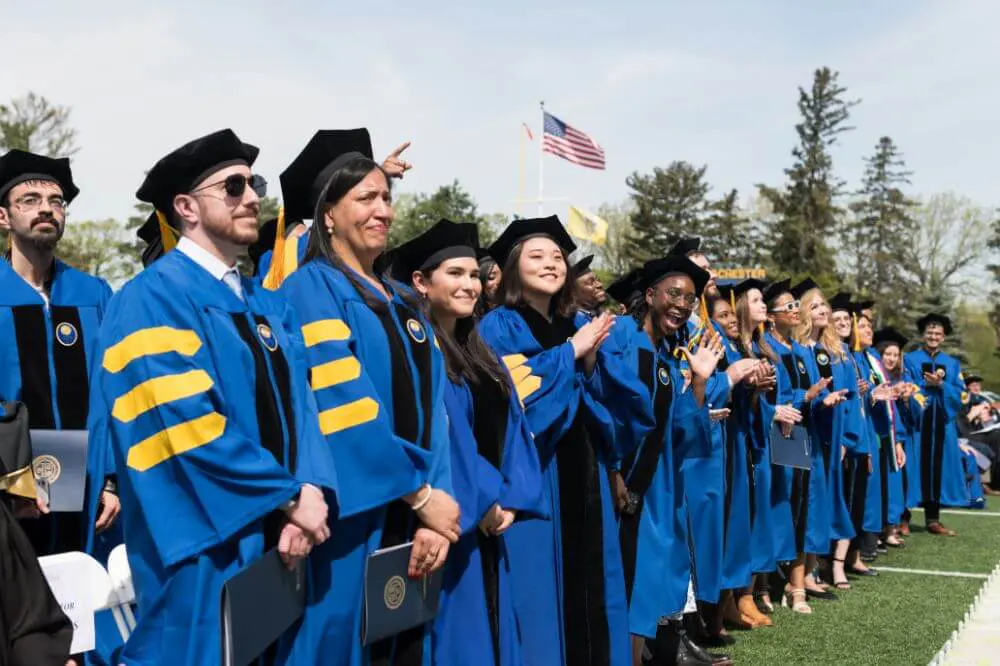 PhD Graduates lined up for grad ceremony