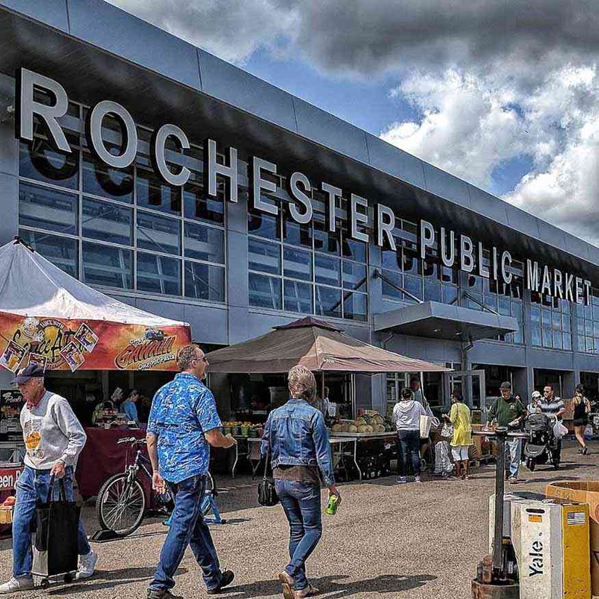 two people at Rochester public market