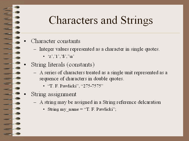 Characters and Strings